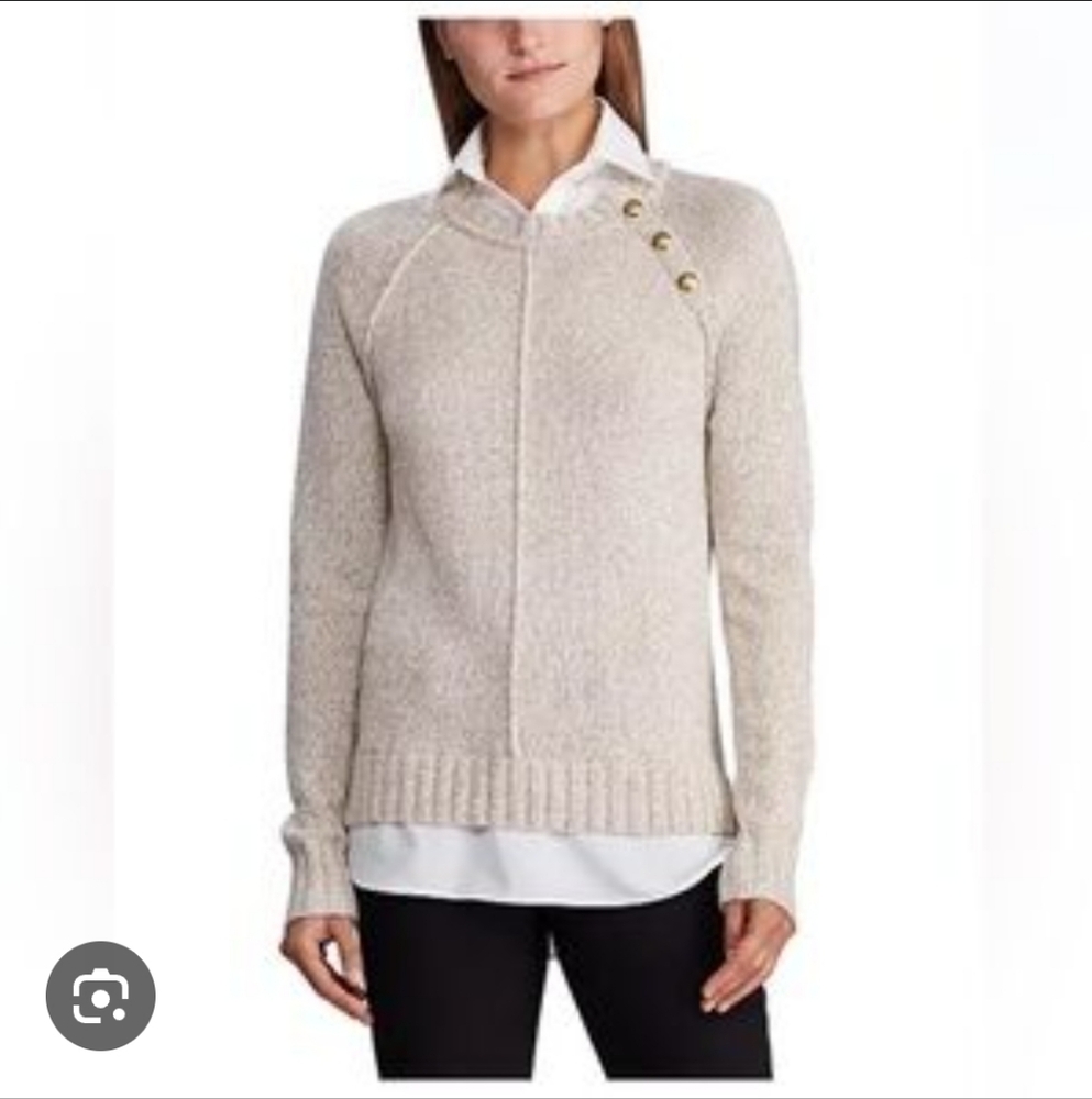 Ralph Lauren Cream Sweater with Gold Buttons